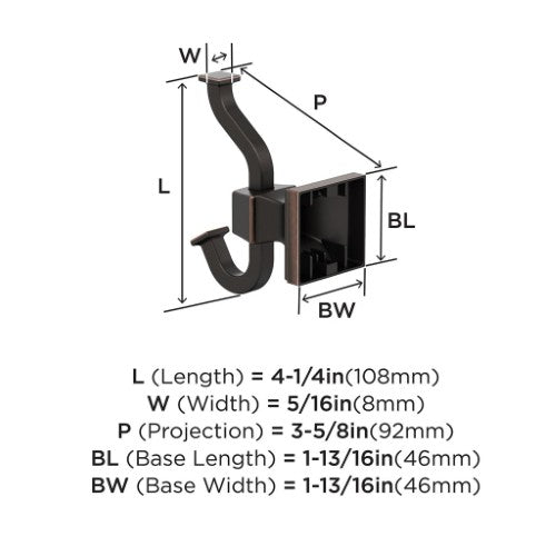 Mulholland Zinc Oil Rubbed Bronze Hook 2