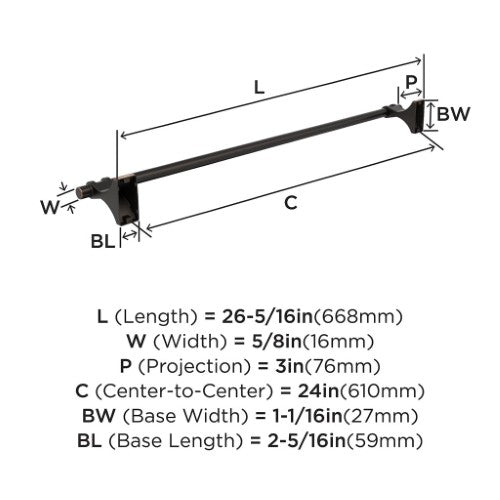 Davenport Zinc & Stainless Steel Oil Rubbed Bronze Towel Bar 6