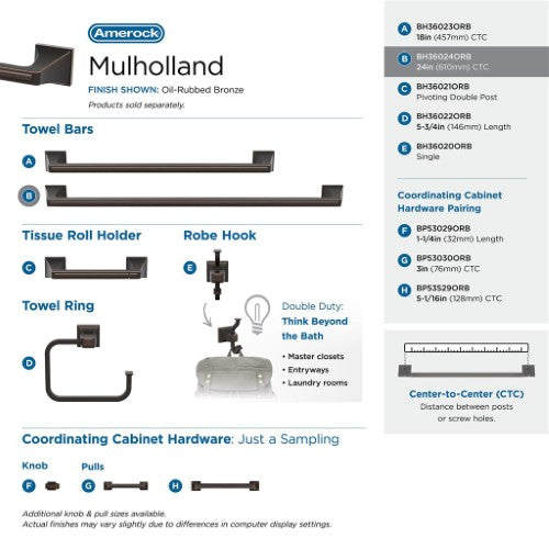 Mulholland Zinc & Stainless Steel Oil Rubbed Bronze Towel Bar 15