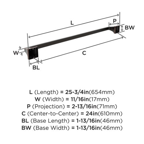 Mulholland Zinc & Stainless Steel Oil Rubbed Bronze Towel Bar 6
