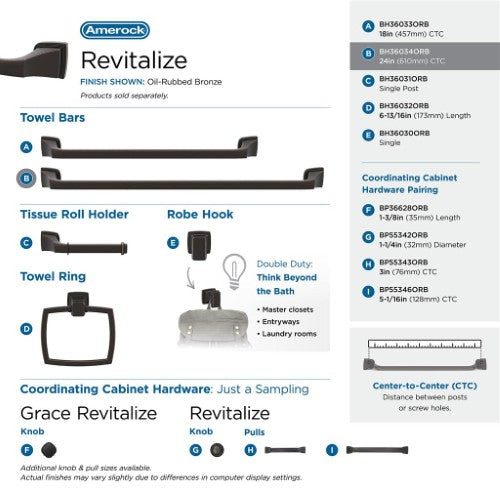 Revitalize Zinc & Stainless Steel Oil Rubbed Bronze Towel Bar 15