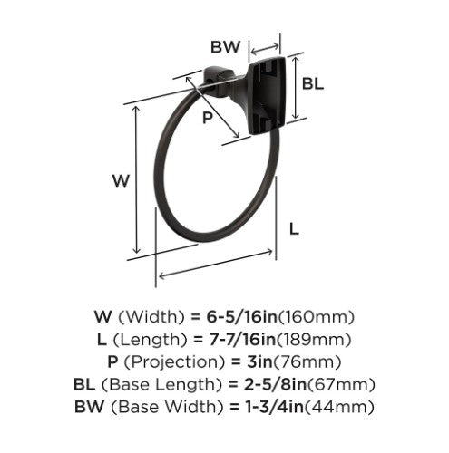 Highland Ridge Zinc & Stainless Steel Oil Rubbed Bronze Towel Ring 2