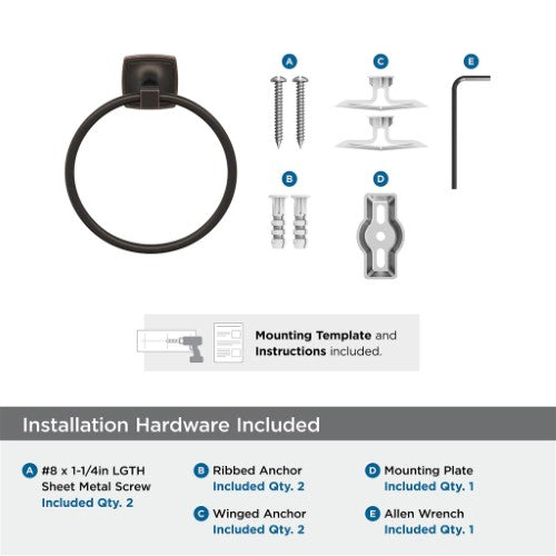 Stature Zinc & Aluminum Oil Rubbed Bronze Towel Ring 3