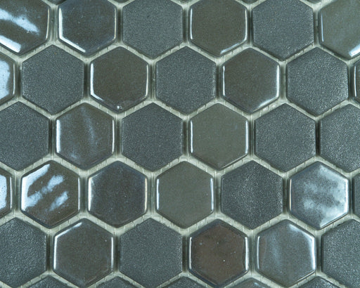 1x1 Grey Hexagon Porcelain Mosaic Grey Tile Matte 1