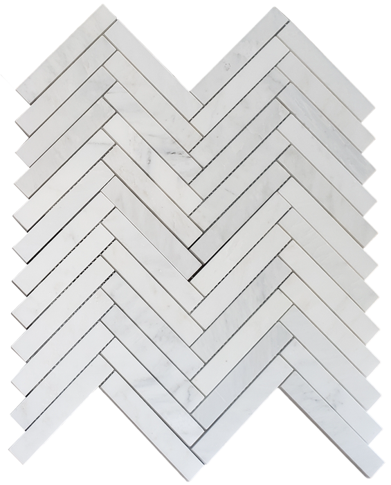 Oriental White Marble Mosaic - 1" x 6" Herringbone