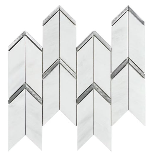 Oriental White & Silver Marble Mosaic Polished 1