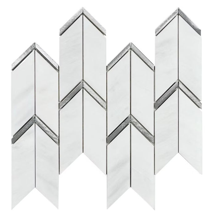 Oriental White & Silver Marble Mosaic Polished 1