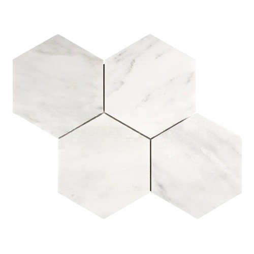 Oriental White Marble Mosaic - 6" Hexagon Polished