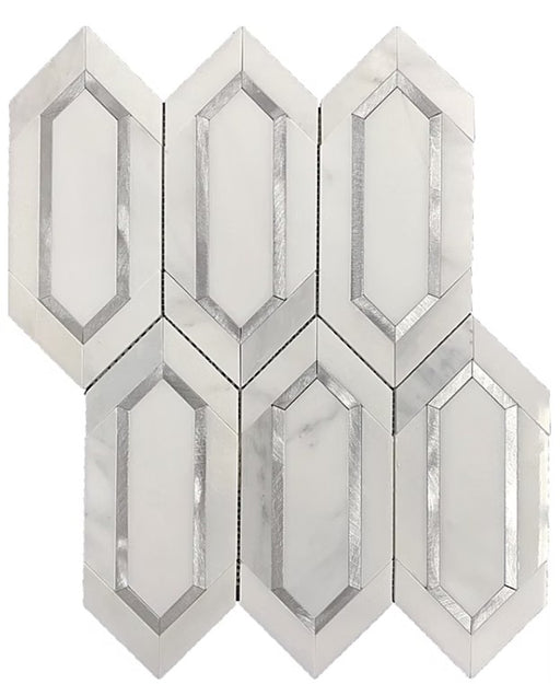 Oriental White & Silver Marble Mosaic Polished 1