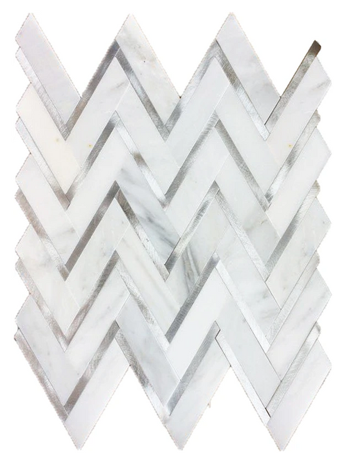 Oriental White & Silver Marble Mosaic Polished 1
