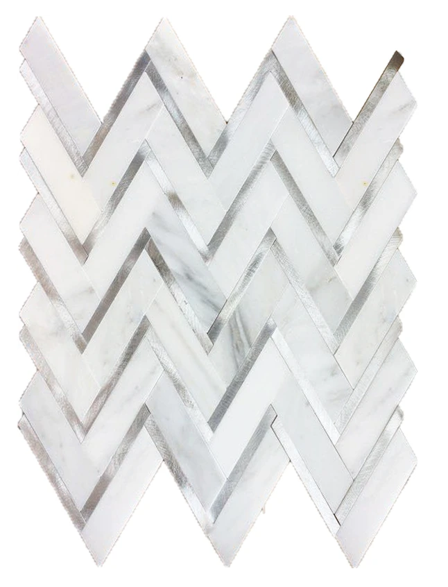 Oriental White & Silver Marble Mosaic Polished 1