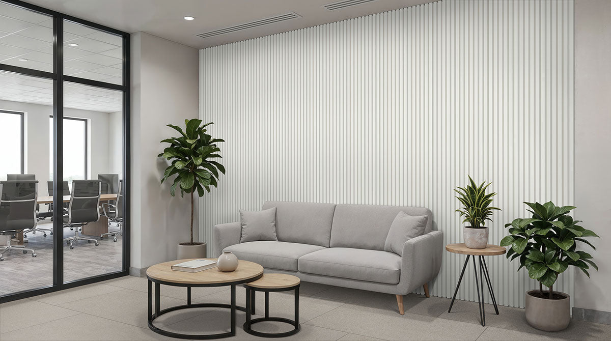 Acoustic Wood Slat Panel Wood White Tile Low Gloss 2