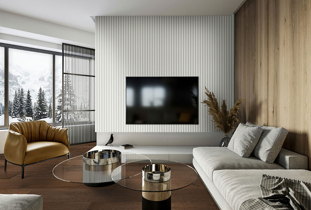 Acoustic Wood Slat Panel Wood White Tile Low Gloss 3