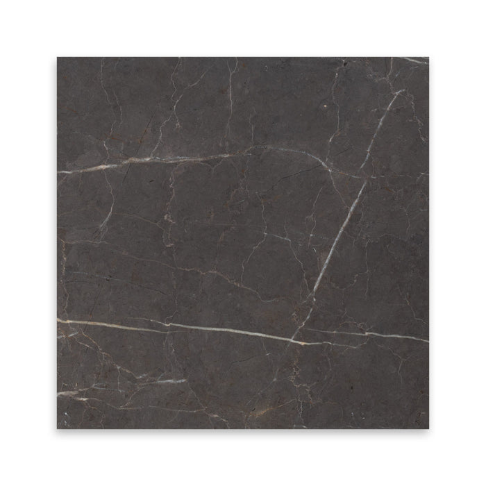 Pietra Gray Polished Marble Tile - 18" x 18"