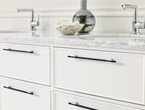 Urbanite Zinc & Aluminum Polished Chrome / Brushed Matte Black Cabinet Pull 26