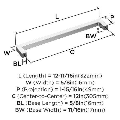 Monument Zinc Polished Chrome Appliance Pull 3