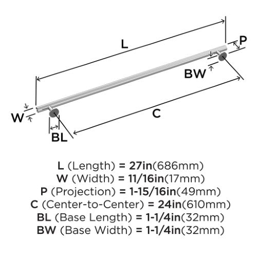 Radius Stainless Steel Polished Chrome Appliance Pull 6