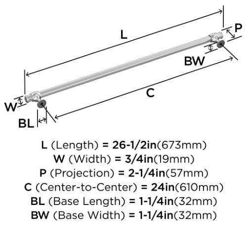Winsome Zinc Polished Chrome Appliance Pull 6