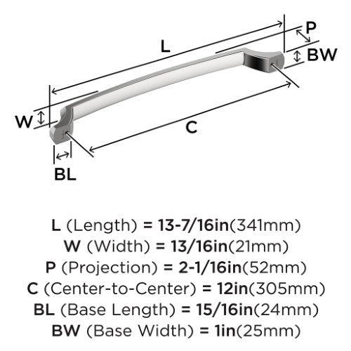 Bellamy Zinc Polished Chrome Appliance Pull 3