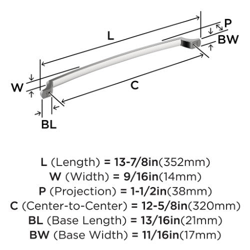 Bellamy Zinc Polished Chrome Cabinet Pull 15