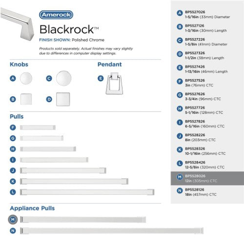 Blackrock Zinc Polished Chrome Appliance Pull 12