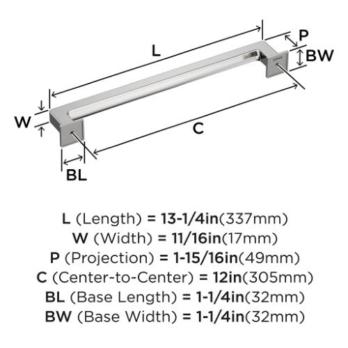 Lintel Zinc Polished Chrome Appliance Pull 3