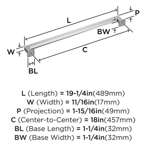 Lintel Zinc Polished Chrome Appliance Pull 4