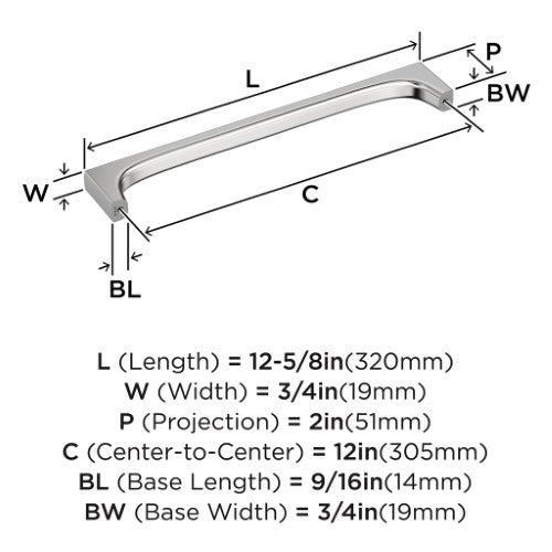 Merced Zinc Polished Chrome Appliance Pull 3