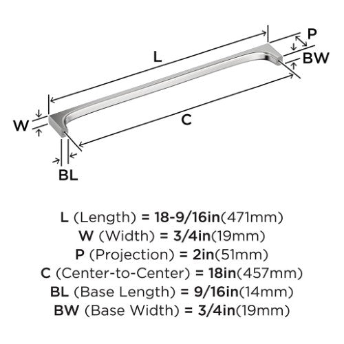 Merced Zinc Polished Chrome Appliance Pull 4
