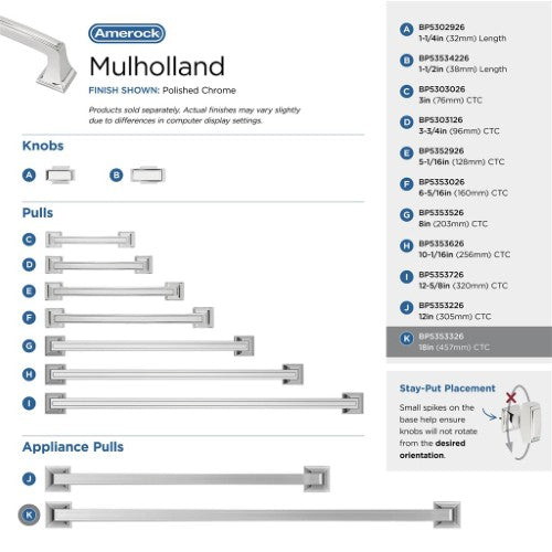 Mulholland Zinc Polished Chrome Appliance Pull 12