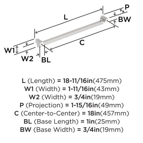 Rockhurst Zinc Polished Chrome Appliance Pull 4