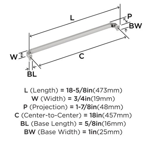 Townsend Zinc Polished Chrome Appliance Pull 4