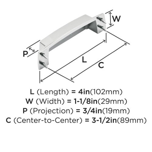 Highland Ridge Zinc Polished Chrome Cabinet Pull 2