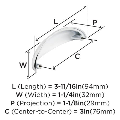 Ravino Zinc Polished Chrome Cabinet Pull 1