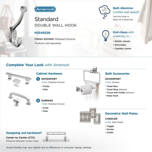 Adare Zinc Polished Chrome Hook 5