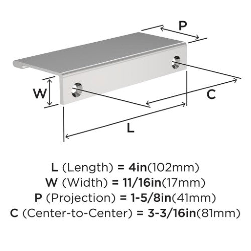 Streamline II Zinc Polished Chrome Cabinet Pull 8