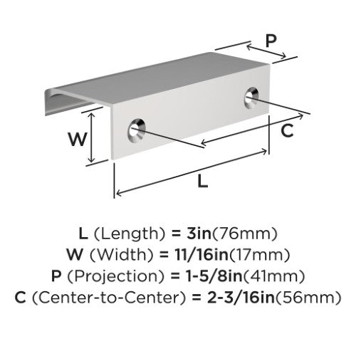 Streamline Tab Zinc Polished Chrome Cabinet Pull 7
