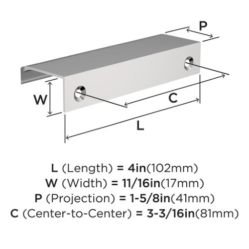 Streamline Tab Zinc Polished Chrome Cabinet Pull 8