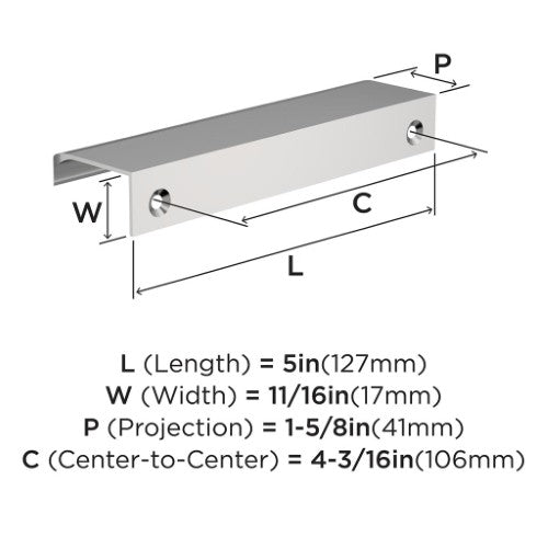 Streamline Tab Zinc Polished Chrome Cabinet Pull 9