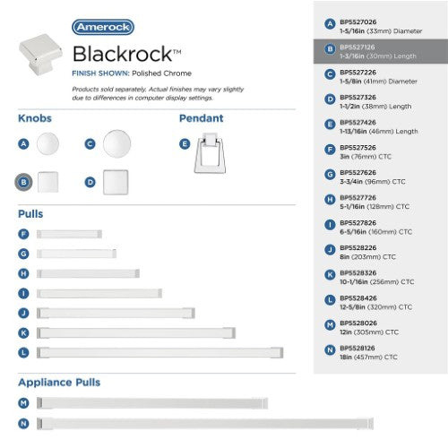 Blackrock Zinc Polished Chrome Cabinet Knob 24
