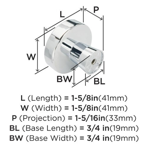 Blackrock Zinc Polished Chrome Cabinet Knob 8