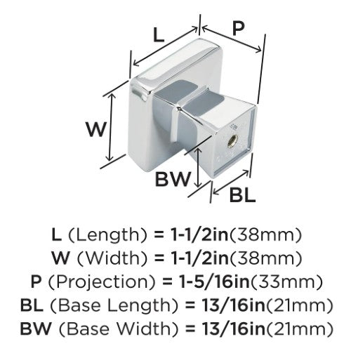 Blackrock Zinc Polished Chrome Cabinet Knob 5