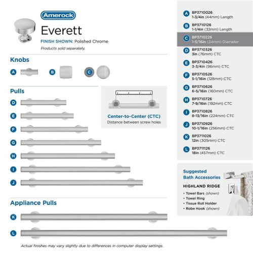 Everett Zinc Polished Chrome Cabinet Knob 18