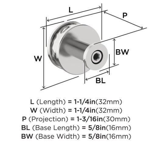 Fairfax Zinc Polished Chrome Cabinet Knob 4
