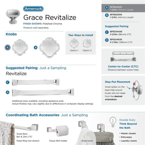 Grace Revitalize Zinc Polished Chrome Cabinet Knob 13