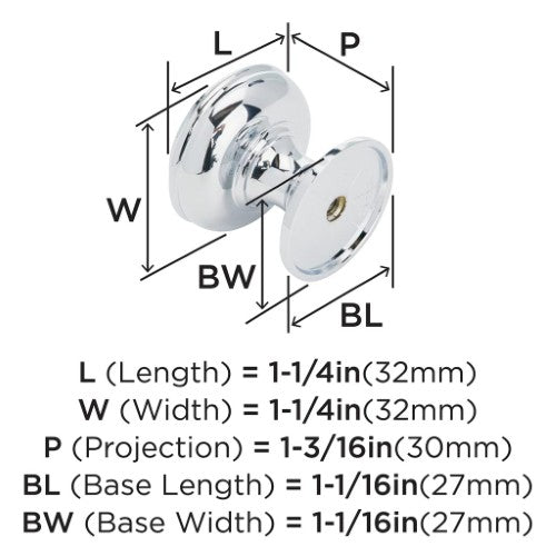 Revitalize Zinc Polished Chrome Cabinet Knob 2