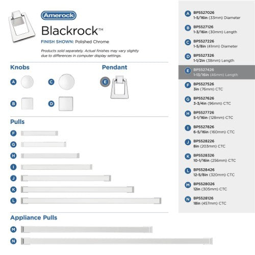 Blackrock Zinc Polished Chrome Cabinet Pull 8