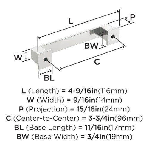 Appoint Zinc Polished Chrome Cabinet Pull 8