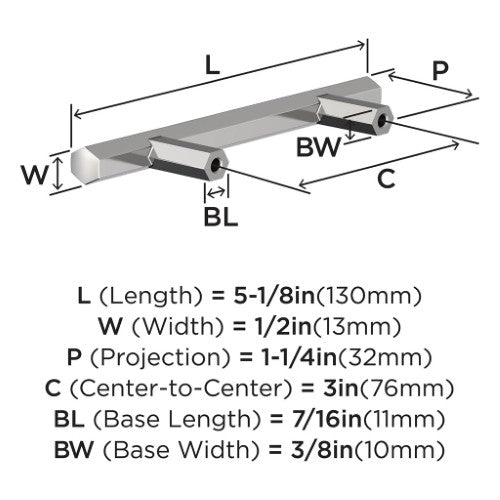 Caliber Zinc Polished Chrome Cabinet Pull 9