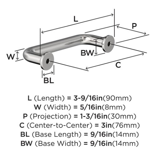 Factor Zinc Polished Chrome Cabinet Pull 9